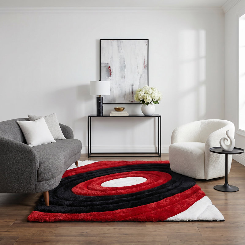 Tapis rouge / noir Thionville, Rectangle 5 pi x 7 pi