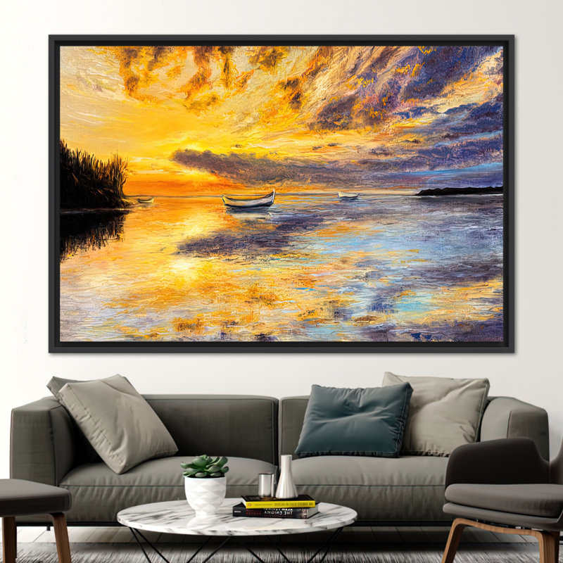 Print on Canvas, 50 cm H x 70 cm W, Black Floater Framed
