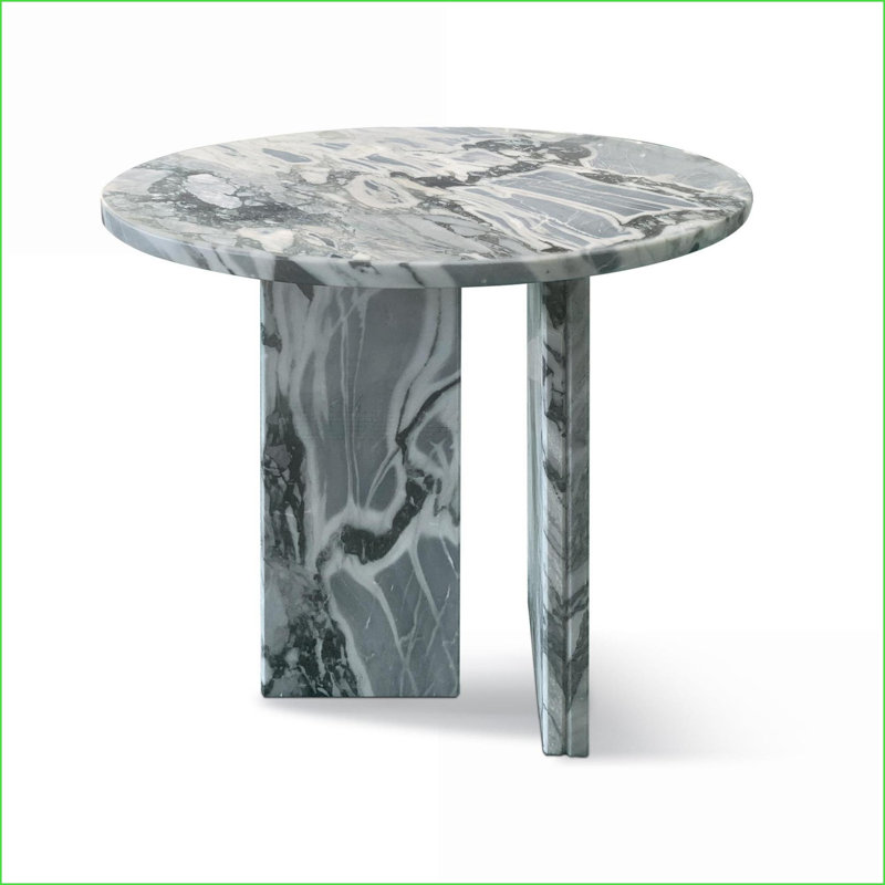 Ensemble de tables basses en marbre naturel gris et bleu (2 pièces) pour le salon, les espaces superposés Pierre unique