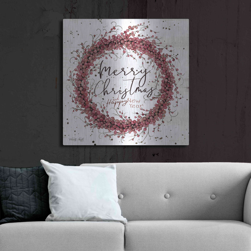 «Merry Christmas Berry Wreath» par Cindy Jacobs, art mural en métal, H 12 po x l 12 po