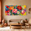 Plantes et fleurs, bouquet floral éclatant avec roses et marguerites, ensemble de 3 impressions sur toile-1781817564