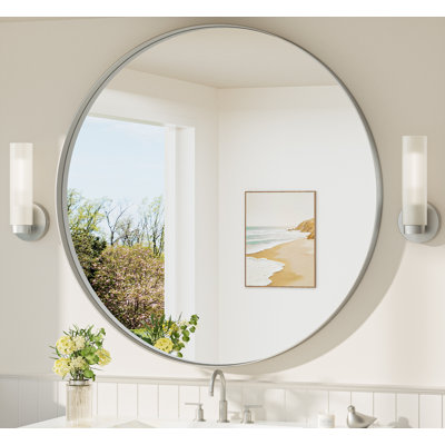 Valancia Round Bathroom Vanity Mirror with Aluminum Alloy Frame, Shatter-proof Film