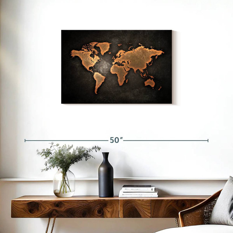 Carte du monde rétro Aliaz, H 20 po x l 30 po