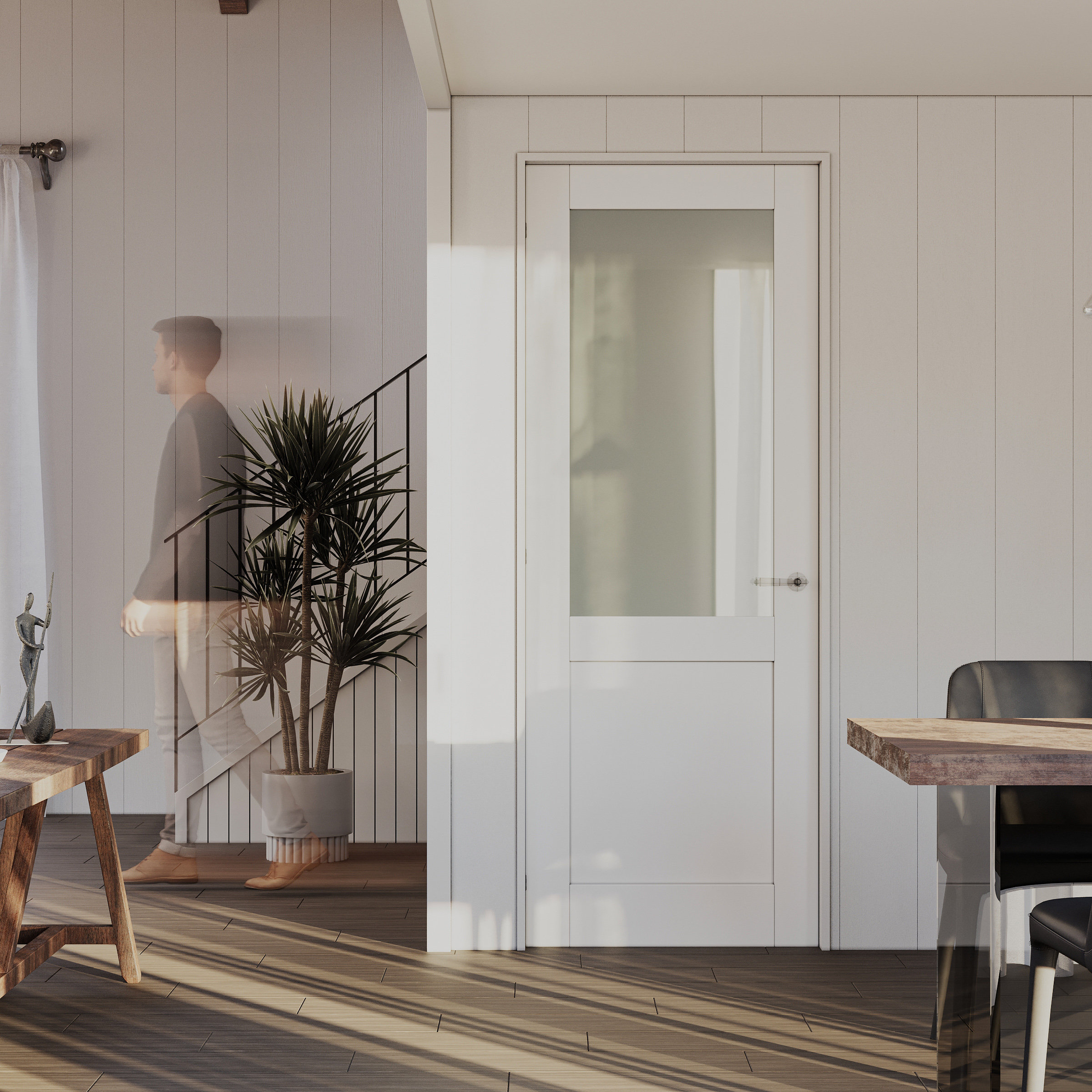 ARK DESIGN Prehung Jamb Interior Door Frosted Glass Pantry Door Without