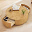 Table basse ronde avec rangement, table basse en bois avec grain de bois naturel