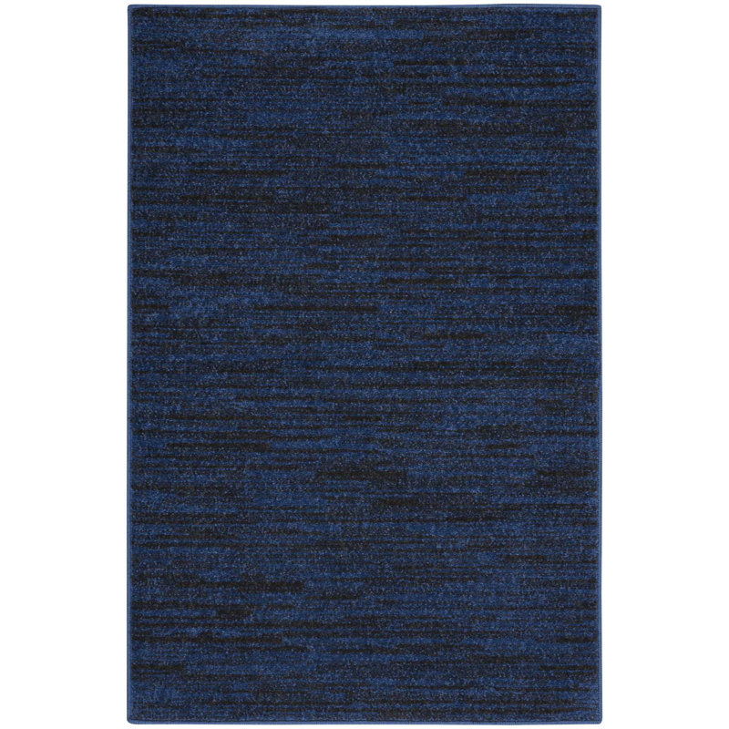 Mullican Sandy Solid Blue Easy Care Indoor/Outdoor Area Rug, Runner 2' x 4'