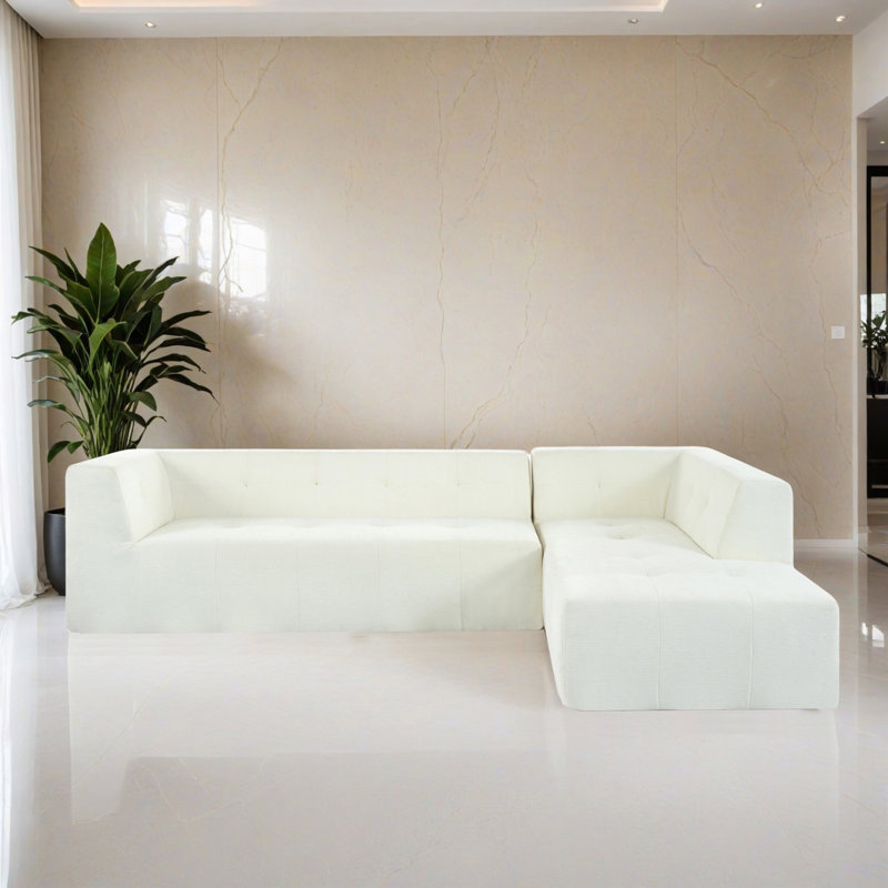 Canapé-lit modulaire 2 pièces pour salon, Chenille beige