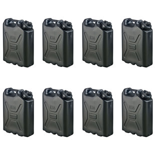 Scepter 5 Gallon Heavy Duty Military Style HDPE Water Container, (8 Pack), Black (Set of 8)