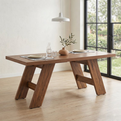 Rectangular dining tables, modern farmhouse-style A-shaped leg kitchen tables, and industrial-style simple wooden dining tables are suitable for famil