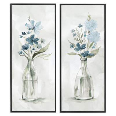 Élégant bocaux de fleurs lilas indigo à l'aquarelle douce et légèreCarol Robinson