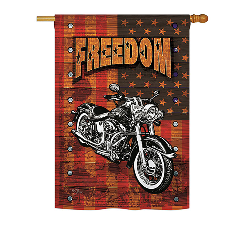 Drapeau maison en polyester à 2 côtés americana motocyclette, H 18,5 po x l 13 po