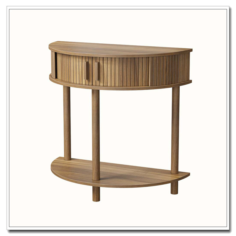 31.5-Inch Grooved Half-Moon Console Table