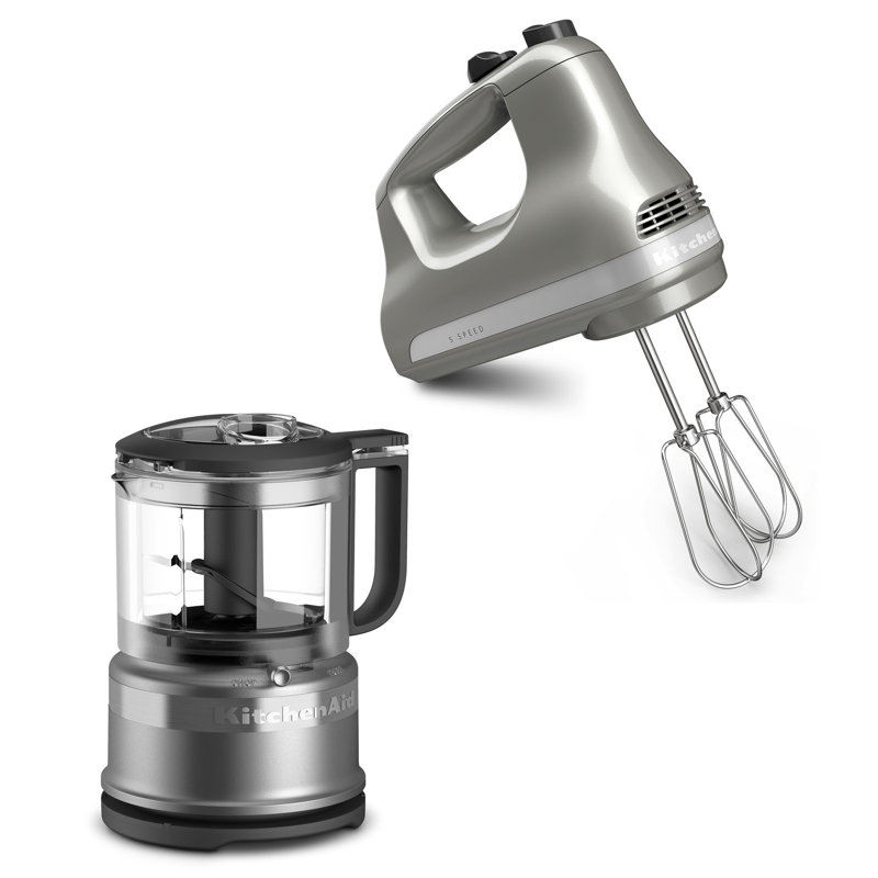 KitchenAid 3.5-Cup Food Chopper and Ultra Power 5-Speed Hand Mixer Kit in Contour Silver