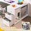 Petit bureau d'ordinateur en L avec 3 tiroirs, lumières à DEL, prise de courant et support pour écran-2003559057-2003559056