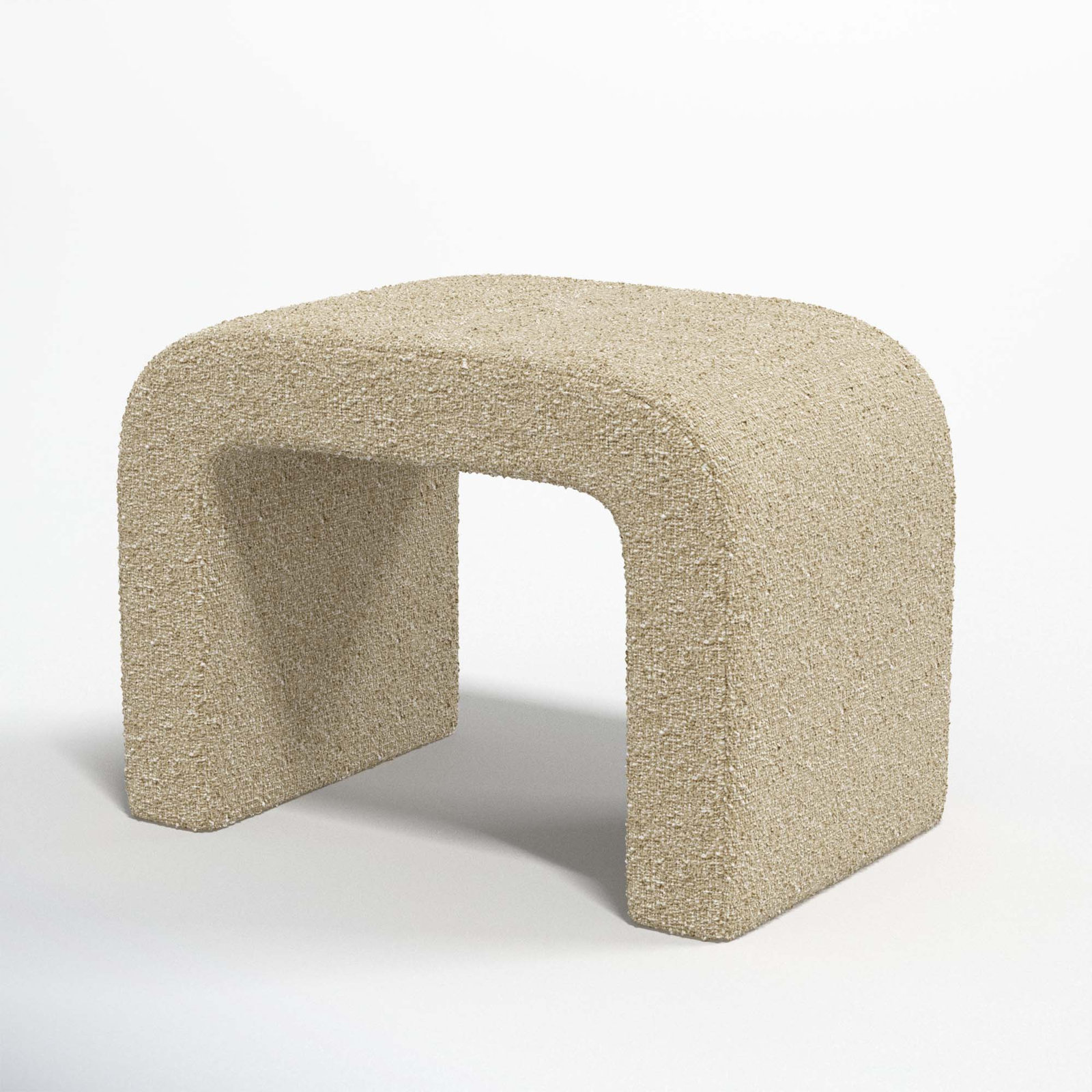 Barley 28" Ottoman, Classic Buff Boucle