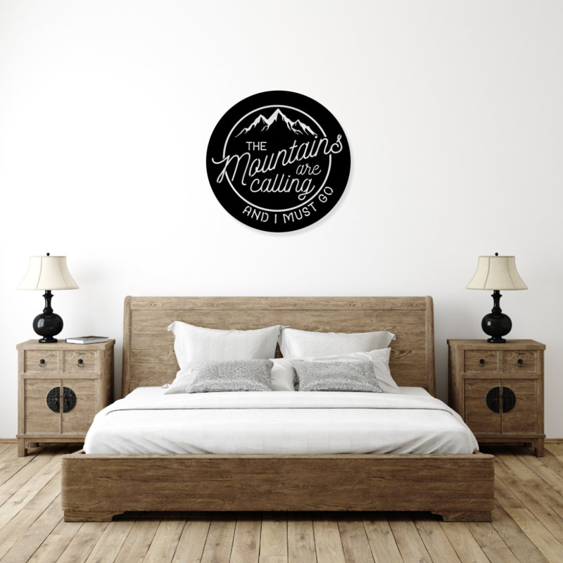 Mountains Are Calling Alternative Metal Wall Art - Inspirational Quote Wall Art - Mountain Adventure Typography Design - Rustic Outdoor Wall Hanging - Modern Industrial Metal Sculpture - Nature Lover Home Decor - Bold Statement Art Piece