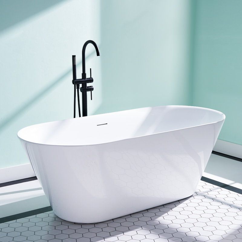 Baignoire de trempage autoportante en acrylique avec drain et trop-plein 66 po. 66 GALLONS