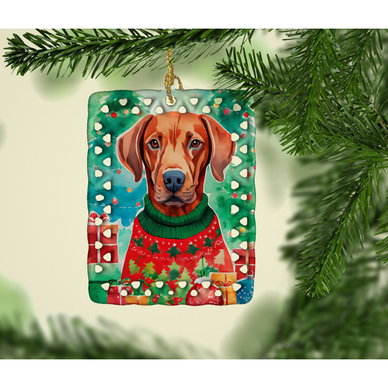 Ornement en porcelaine de Noël Vizsla, Vizsla 3676
