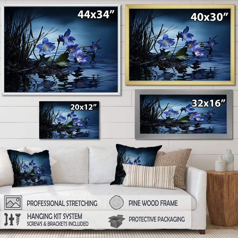Violettes charme en hiver, Toile tendue, H 16 po x l 32 po