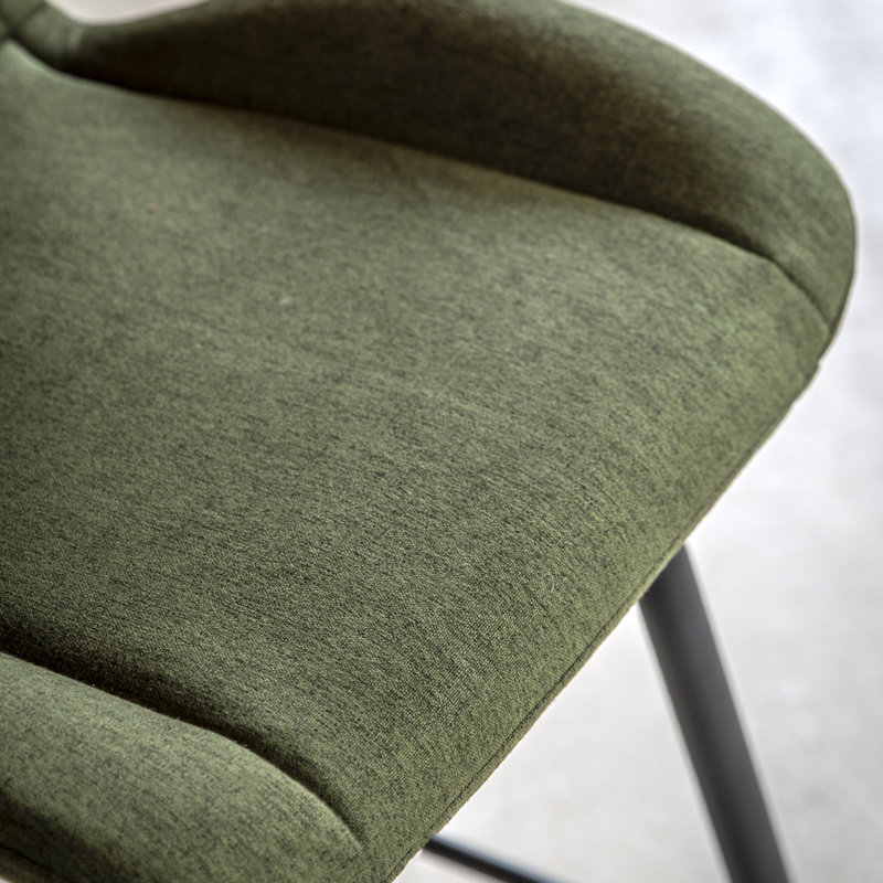 Skopelos Upholstered Counter Stool with Metal Frame, Green
