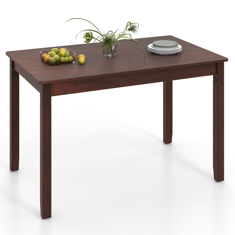 Table de salle à manger 48 "en bois pour 4 personnes avec pieds en bois d'hévéa, Brown