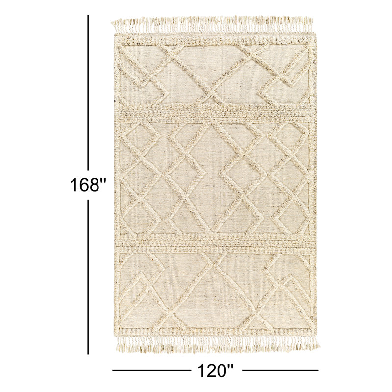 Hand Knotted Wool Moroccan Area Rug, Rectangle 10' x 14'