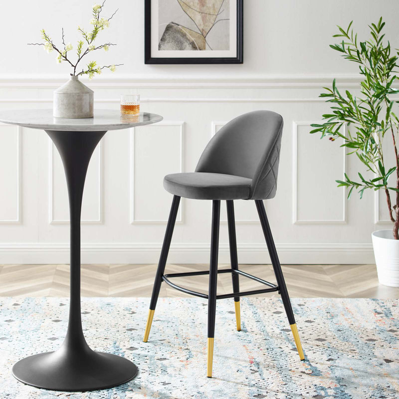 Ensemble de 2 tabourets de bar en velours Cordial Performance, Gris