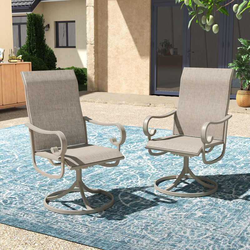 Chaises de patio pivotantes en textilène, Coquillage de sable