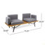 Canapé d'extérieur 2 places en bois d'acacia avec pieds en métal pour patio de jardin