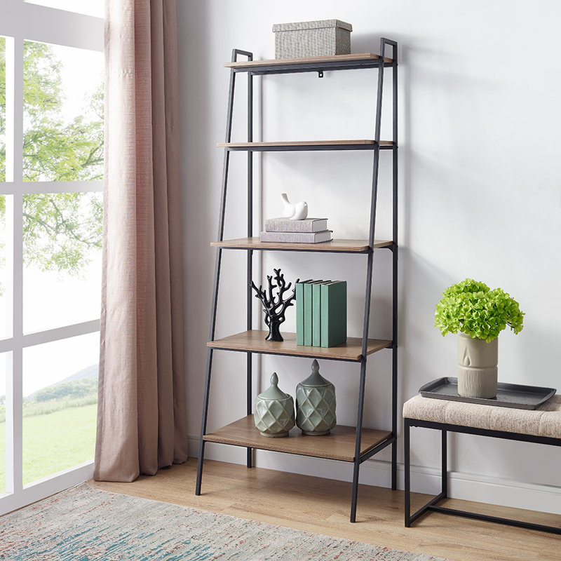 Little Italy Metal Ladder Bookcase, Mocha