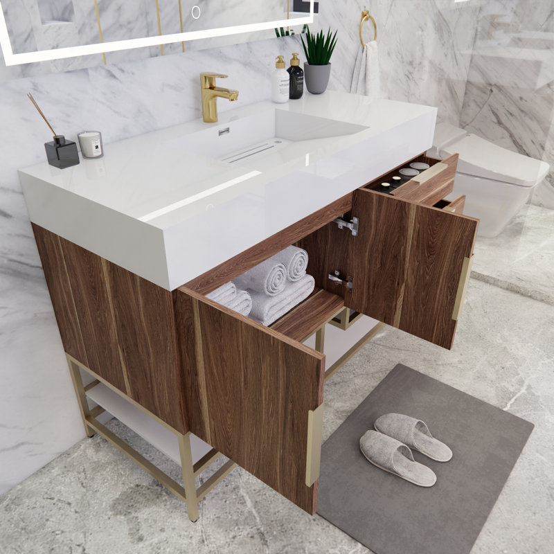 Ensemble de meuble-lavabo simple 47 po Glasgow, Chêne blanc foncé