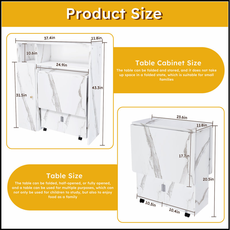 Multifunctional Folding Dining Table with Wall-Mounted Sideboard & Storage for Small Apartments
