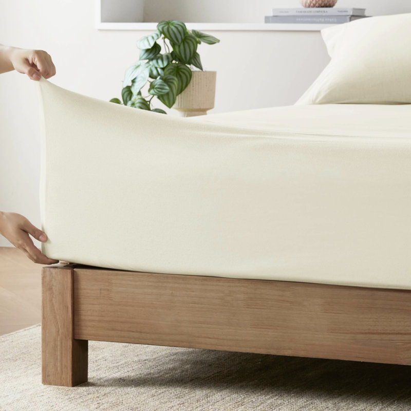 Draps en mélange de coton très grand - doux pour un confort toutes saisons, Très grand drap + 2 taies décoratives, Blanc