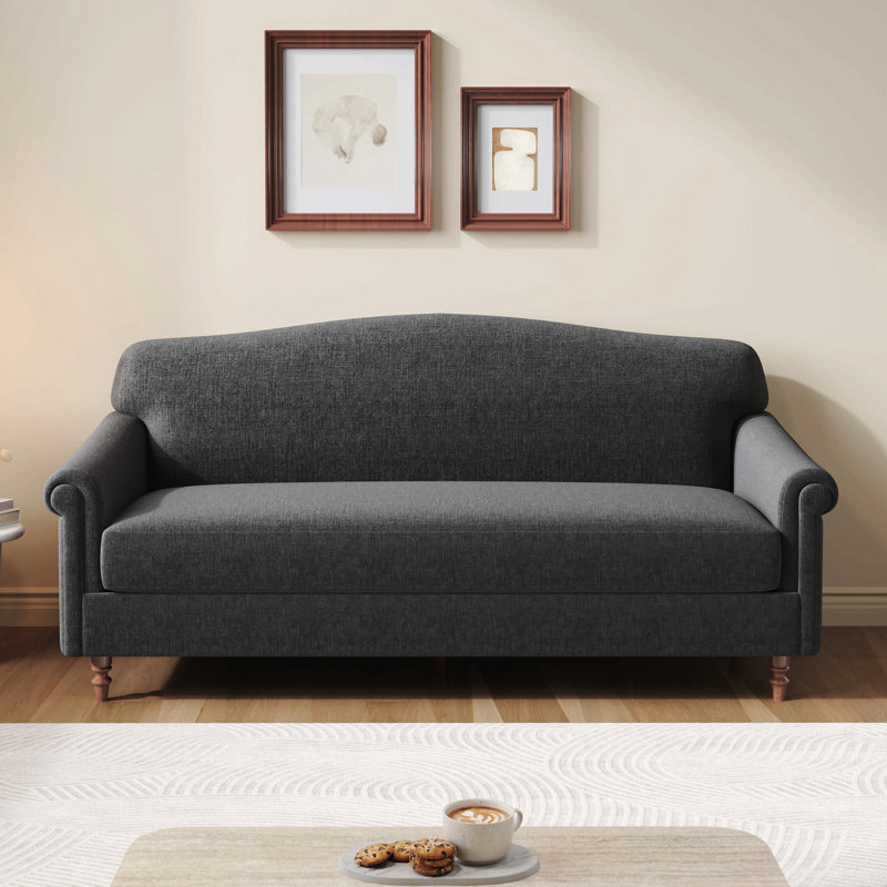 Causeuse 2 places avec accoudoirs roulés Modern, Gris chenille