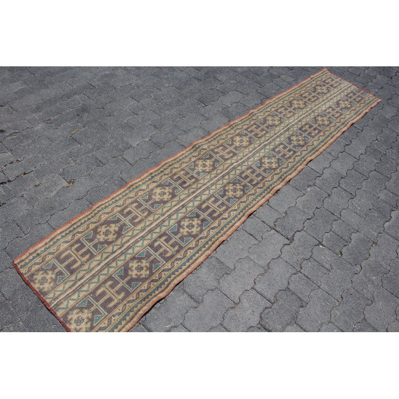 Tapis de couloir rétro vintage en patchwork turc Oushak - idéal pour le couloir, la cuisine et les escaliers
