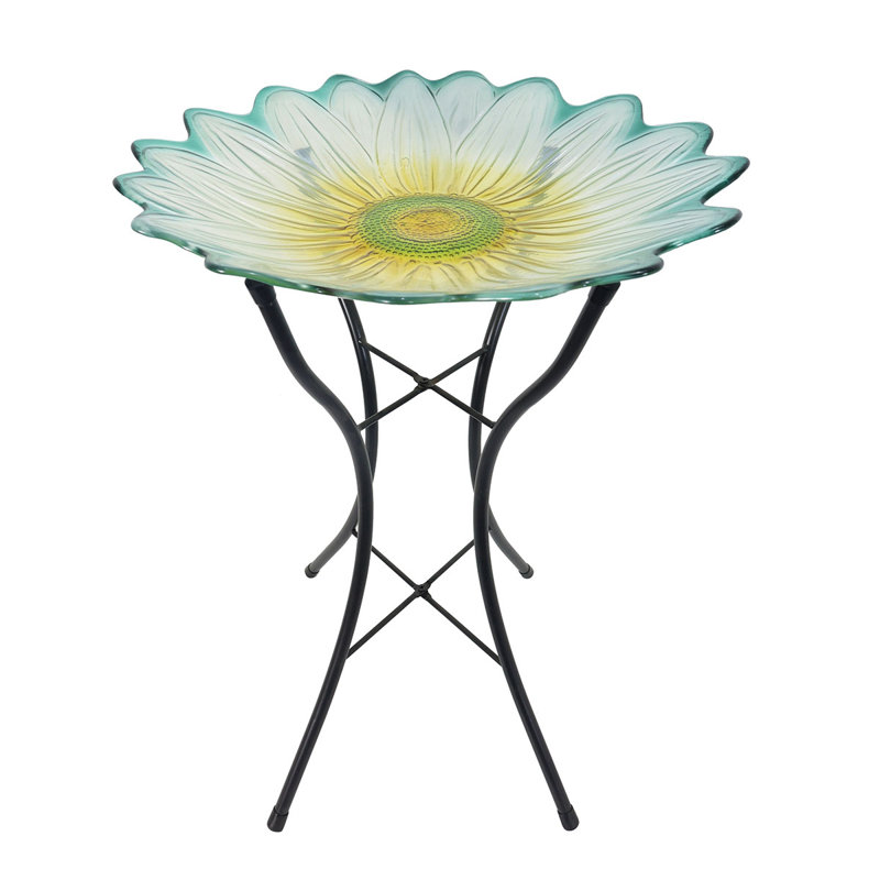 Glass Daisy Bird Bath