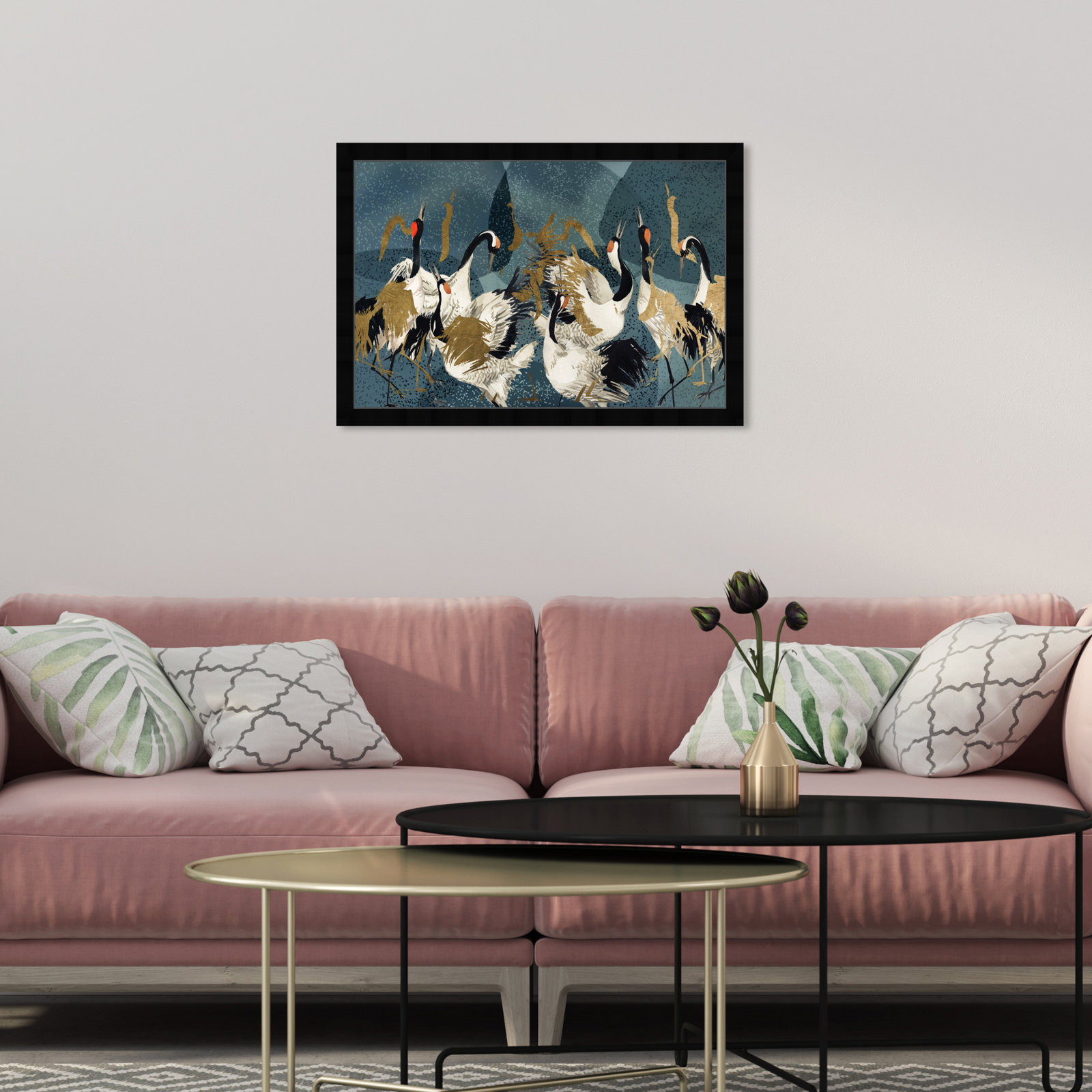 Crane Love Print by Oliver Gal, 18" H x 26" W, Black Framed