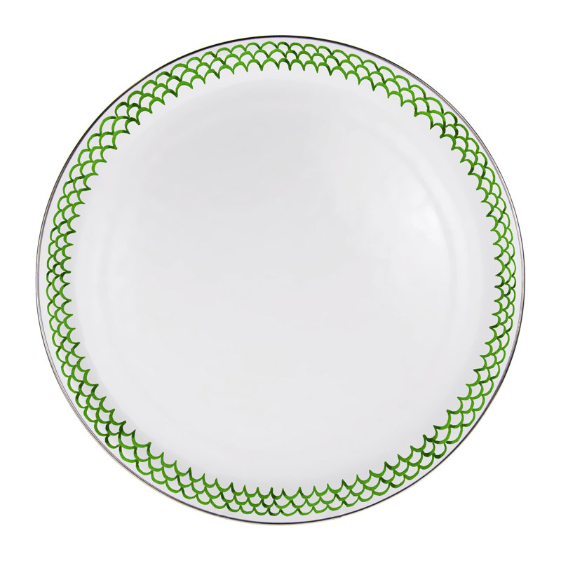 Golden Rabbit Enamelware Green Scallop 20" Large Tray