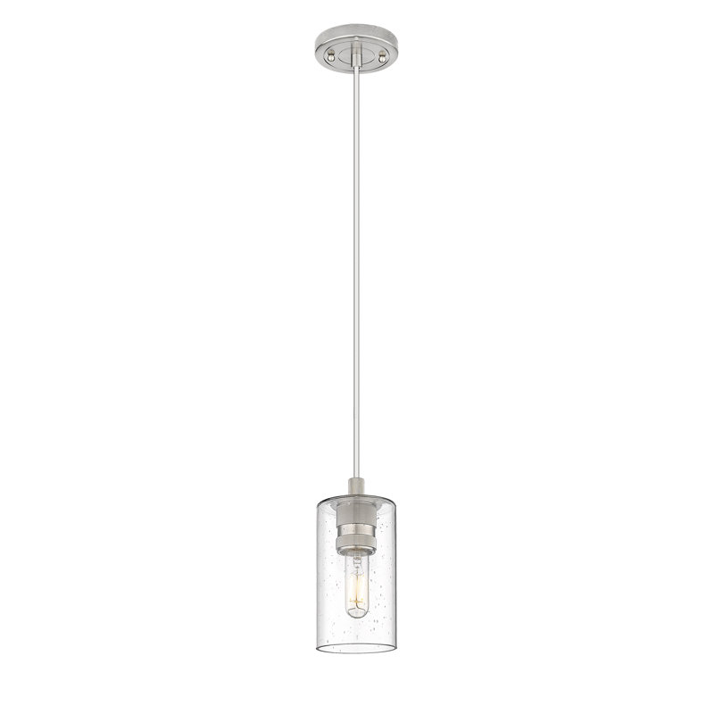 Luminaire suspendu à cordon 1 lumière Crown Point, H 8,38 po x l 4,5 po x P 4,5 po, Grainé, Nickel poli