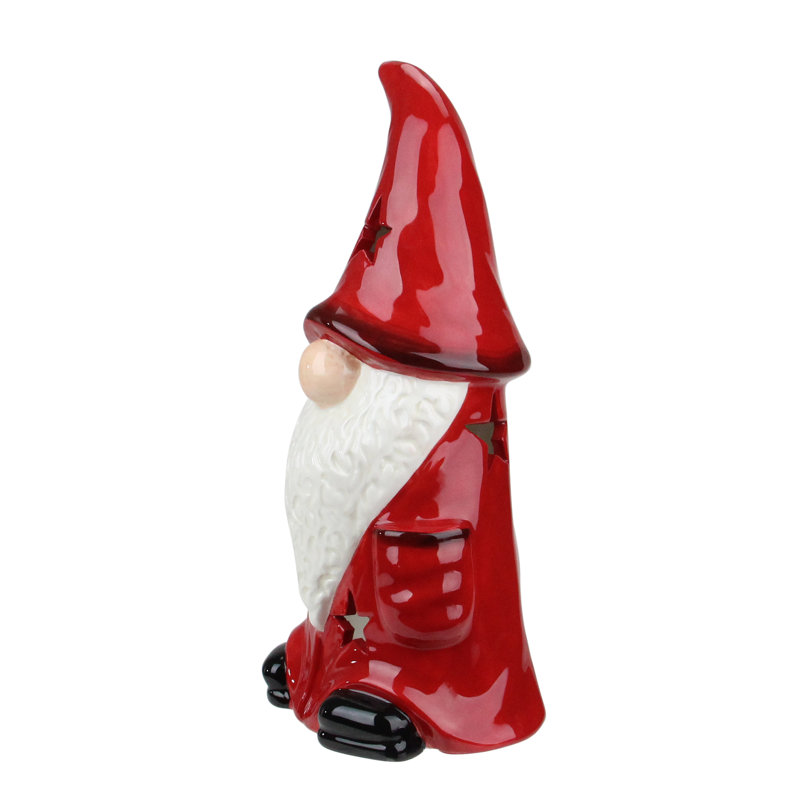 bougeoir à bougies en céramique rouge de Noël étoile 9,75