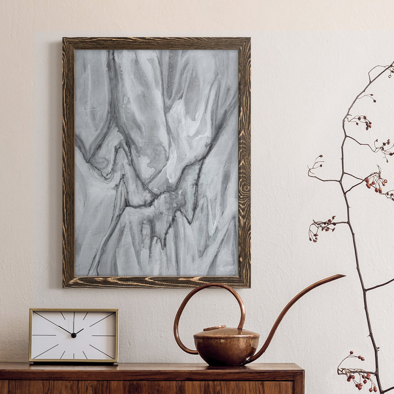 Marbré blanc I, toile encadrée de qualité supérieure - prête à être accrochée, Cadre noyer, H 23 po x l 32 po x P 1 po
