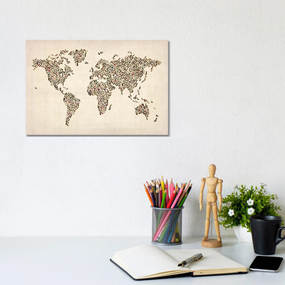 Women's Shoes (Boots) World Map by Michael Tompsett - Wrapped Canvas Painting