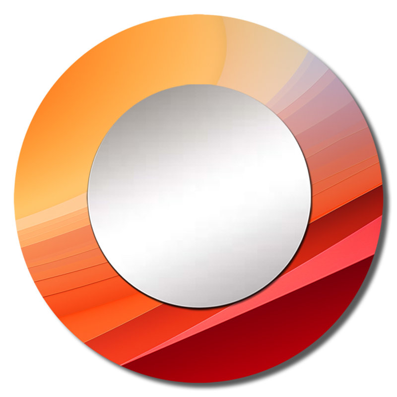 Orange Spectral Slice - miroir de formes abstraites, miroir mural rond unique moderne, impression d'art en métal