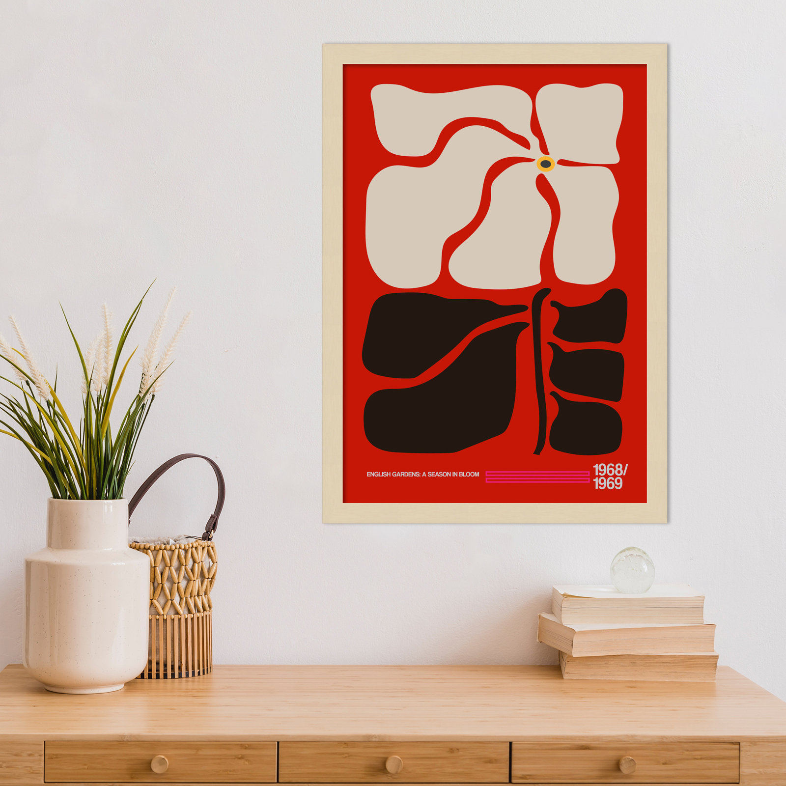 English Gardens Red by Frances Collett, Brown, 21" H x 15" W x 1" D