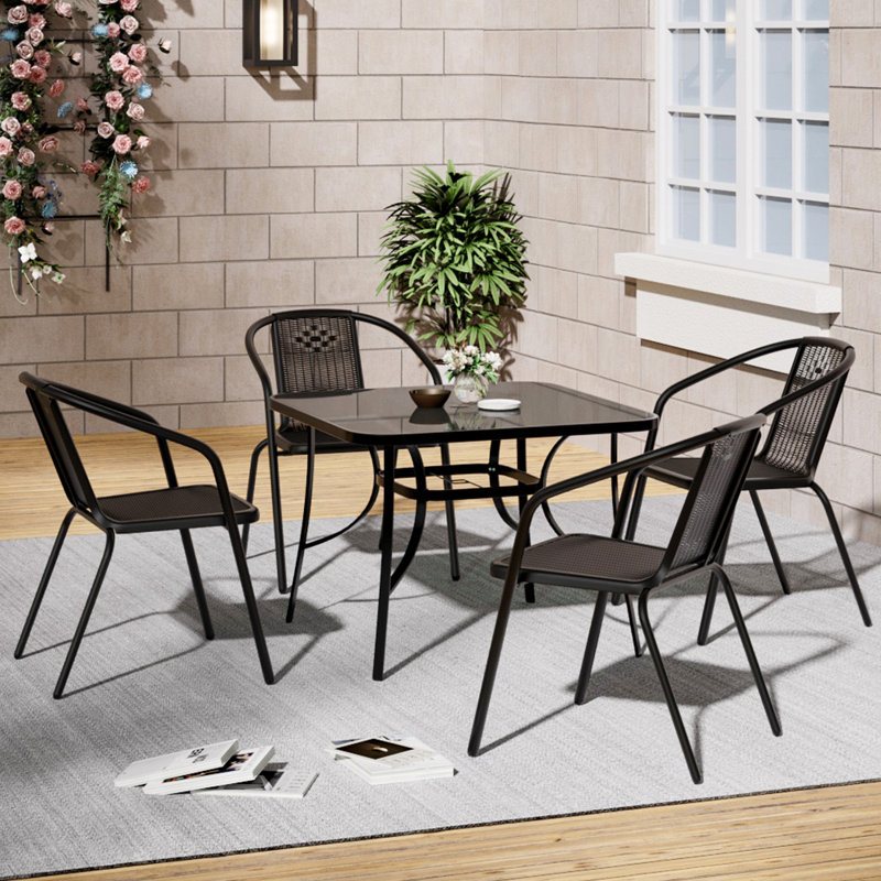 4 - Person Patio Dining Set with Rectangular Table, 70cm H x 120cm L x 80cm W