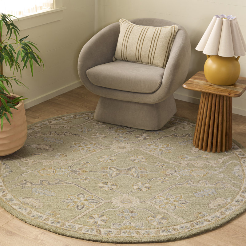 Tapis marocain en laine touffeté à la main Blossom, Rond 6 pi