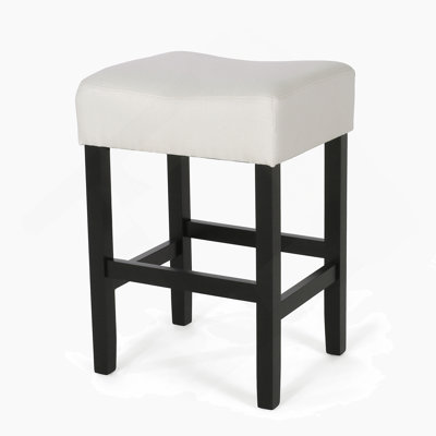 Set Of 2, 26.75" Backless Leather Counter Height Barstool