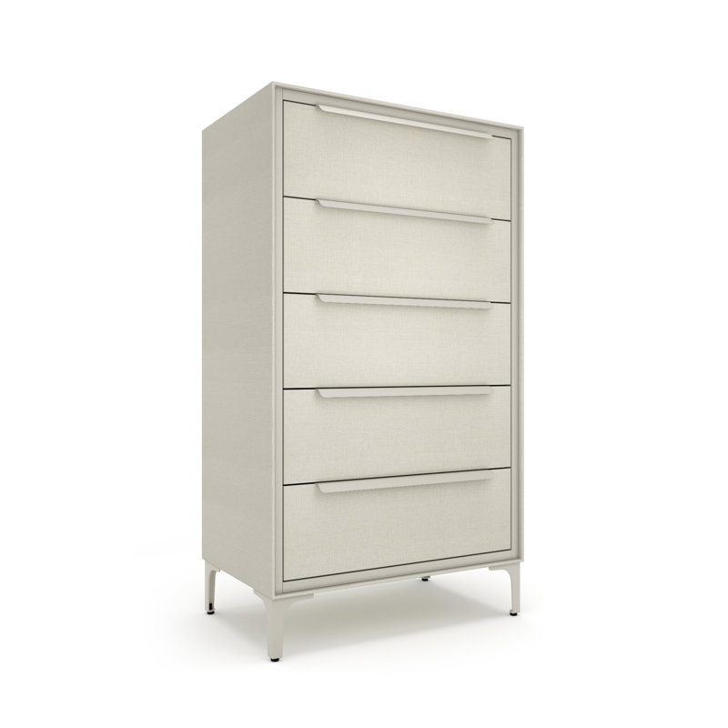 Naima 5 Drawer Fabric Dresser – Beige, Beige, 14"D x 23.5"W x 41.8"H (5 Drawers)