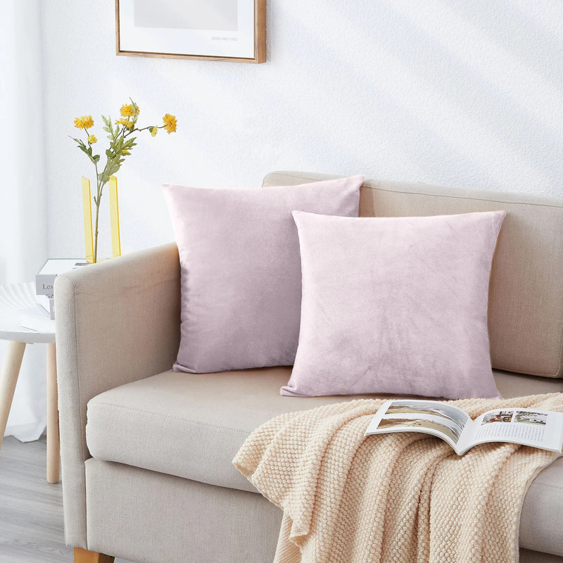 Perfas Square Scatter Crushed Velvet Cushion Cover, Pink