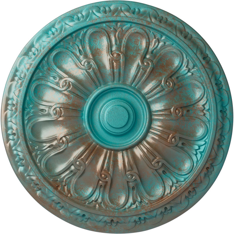 Médaillon de plafond H 15,75 po x l 15,75 po Kirke, Cuivre patiné de vert